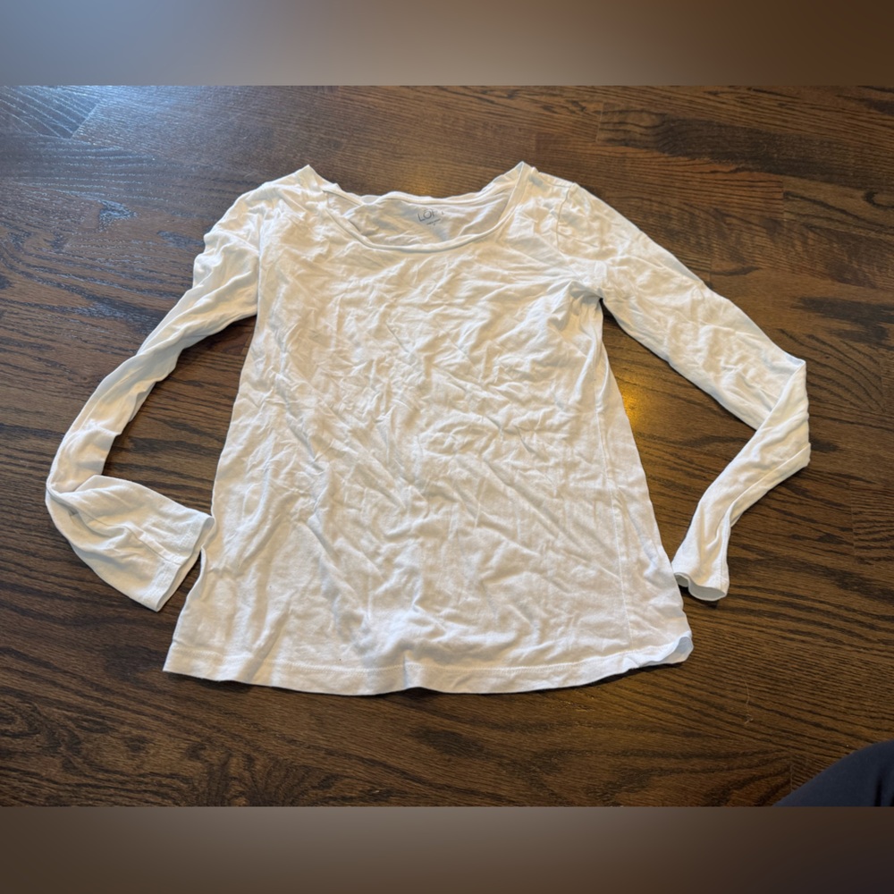 LOFT Soft White Crew Neck Top